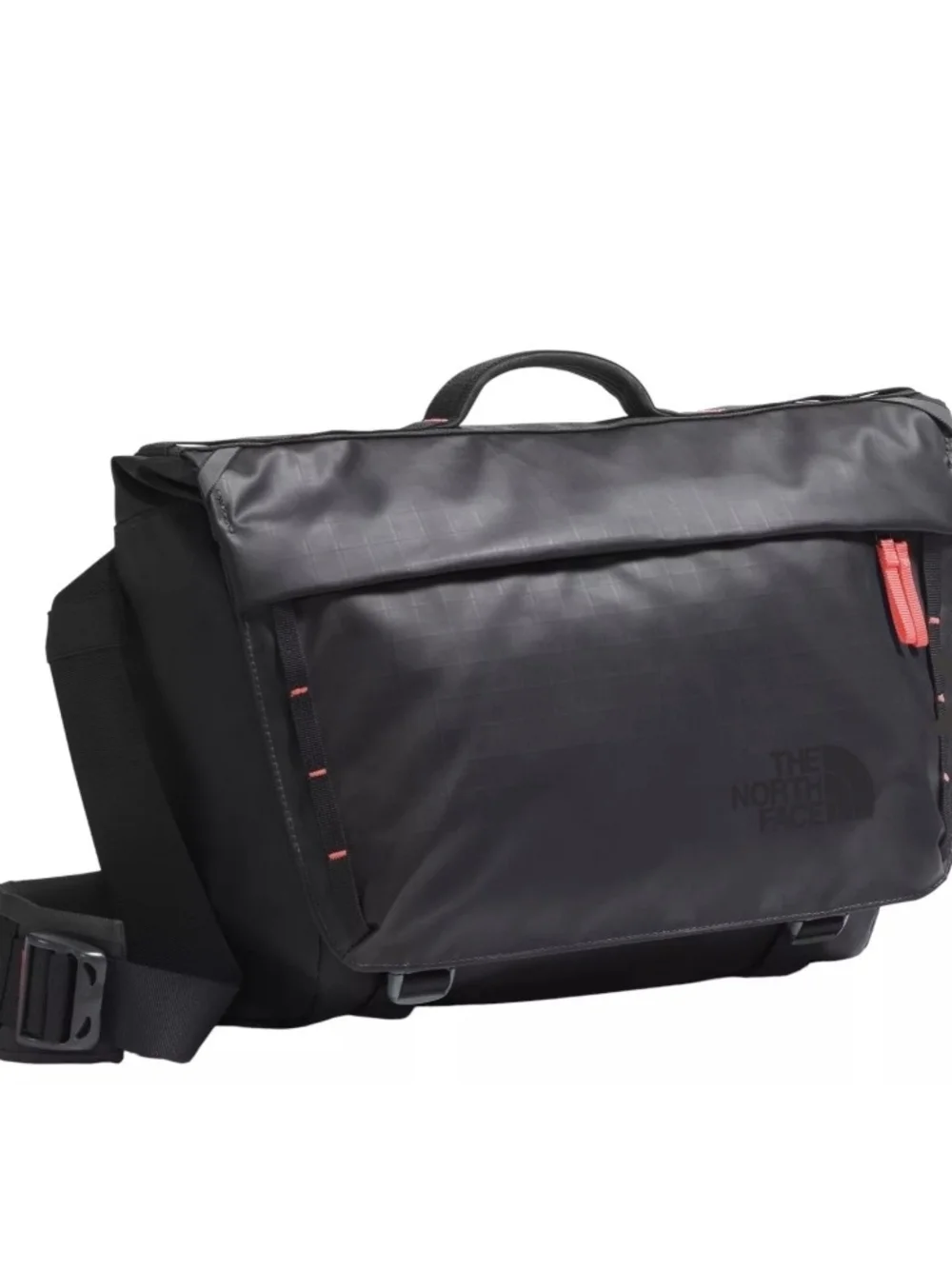 The North Face Voyager Base Camp Messenger Bag In Asphalt Gray/Vibrant Orange